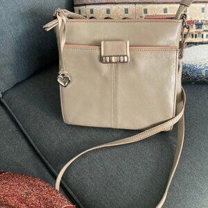 Brighton Taupe Buttery Soft Leather Crossbody Organizer Handbag